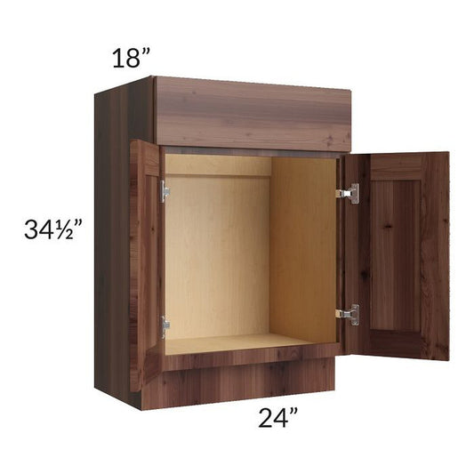 RTA Farmhouse Walnut Shaker 24" Vanity Sink Base Cabinet (18" depth)