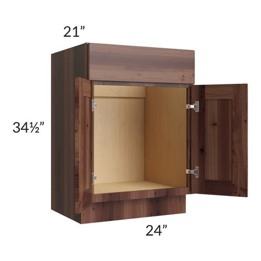 RTA Farmhouse Walnut Shaker 24" Vanity Sink Base Cabinet