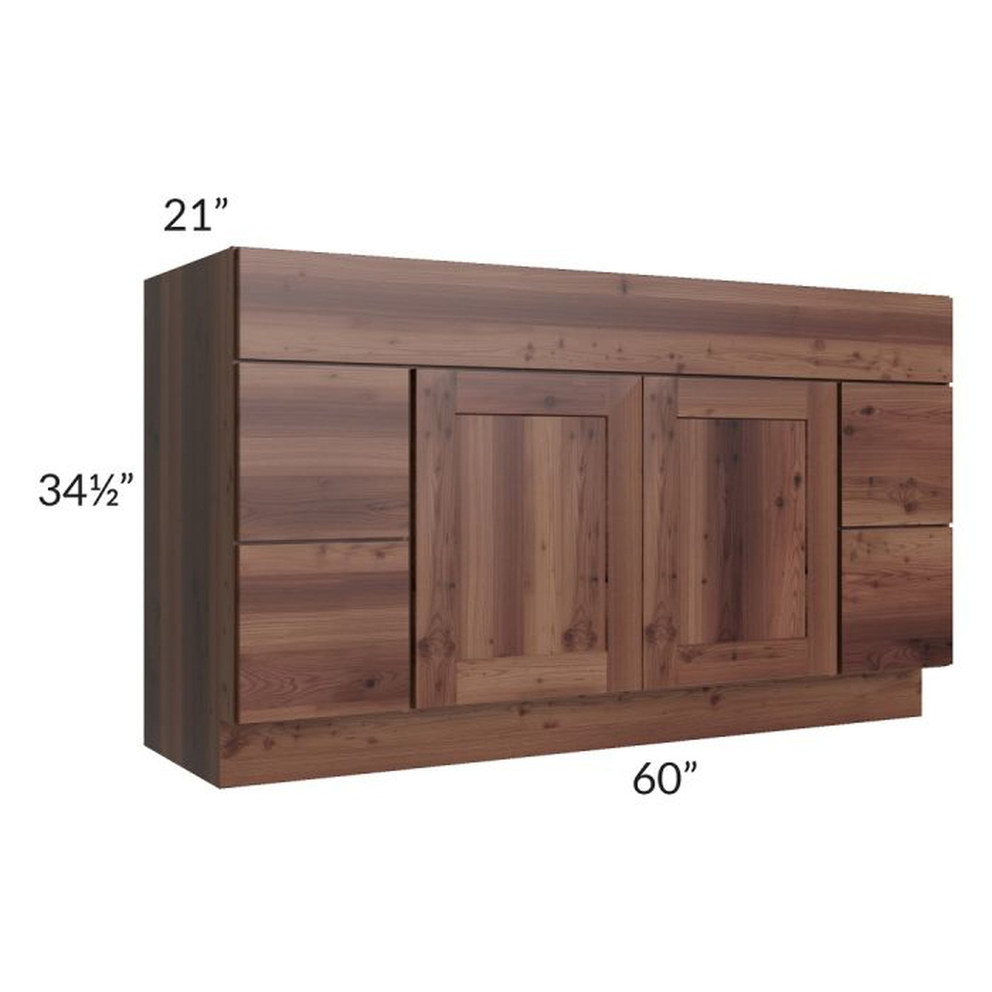 RTA Farmhouse Walnut Shaker 60" Vanity Sink Base Cabinet