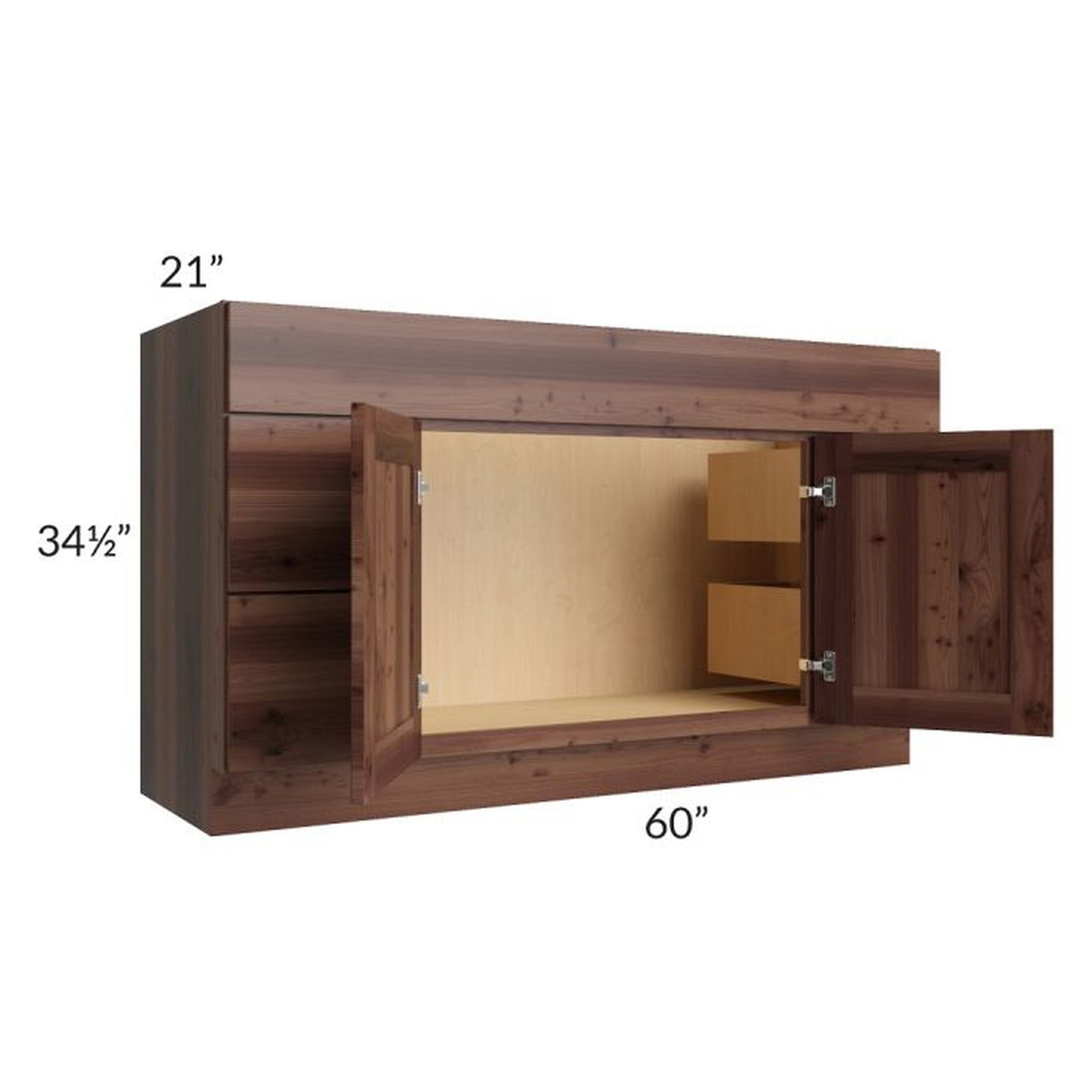 RTA Farmhouse Walnut Shaker 60" Vanity Sink Base Cabinet