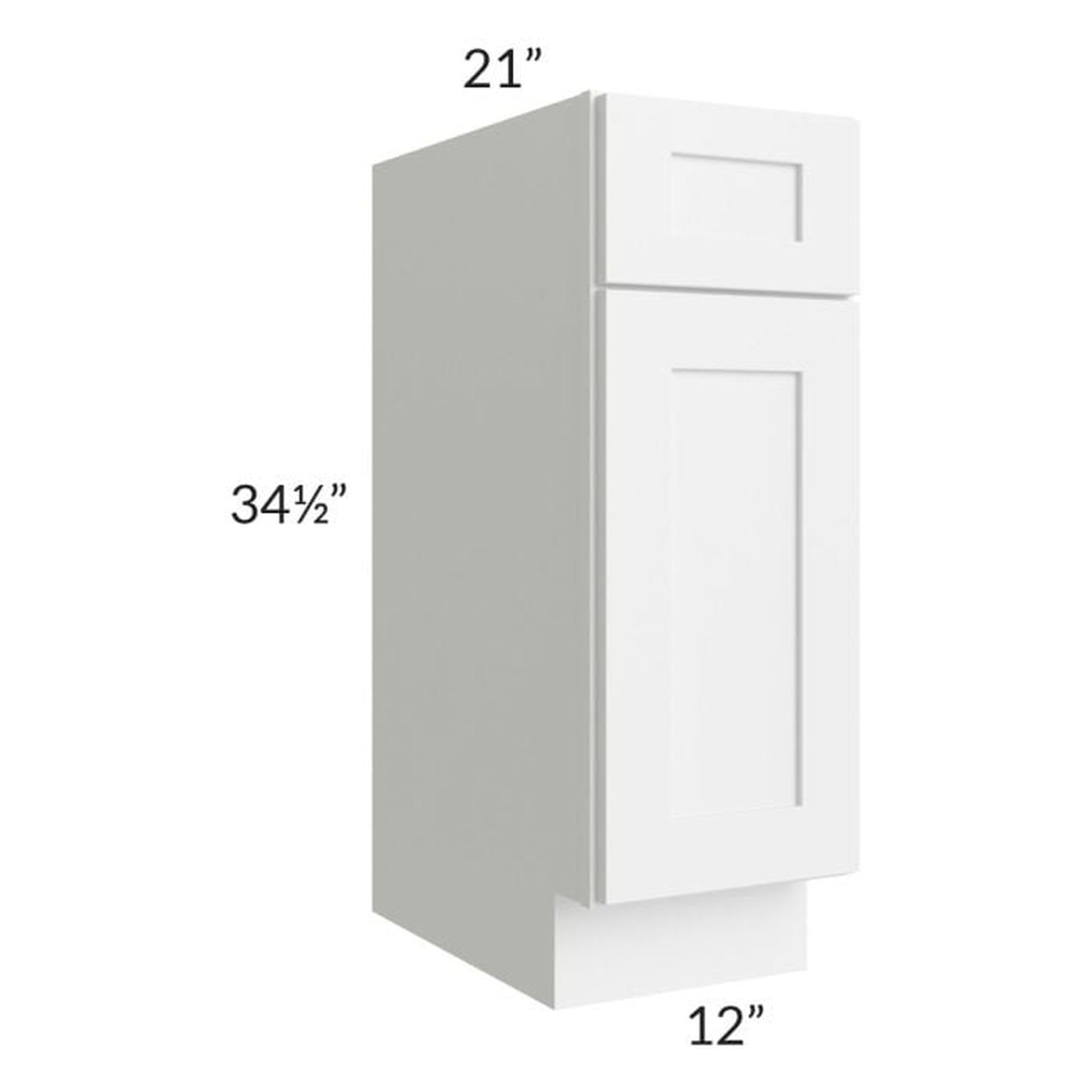 RTA Frosted White Shaker 12" Vanity Base Cabinet with 1 Decorative End Panel