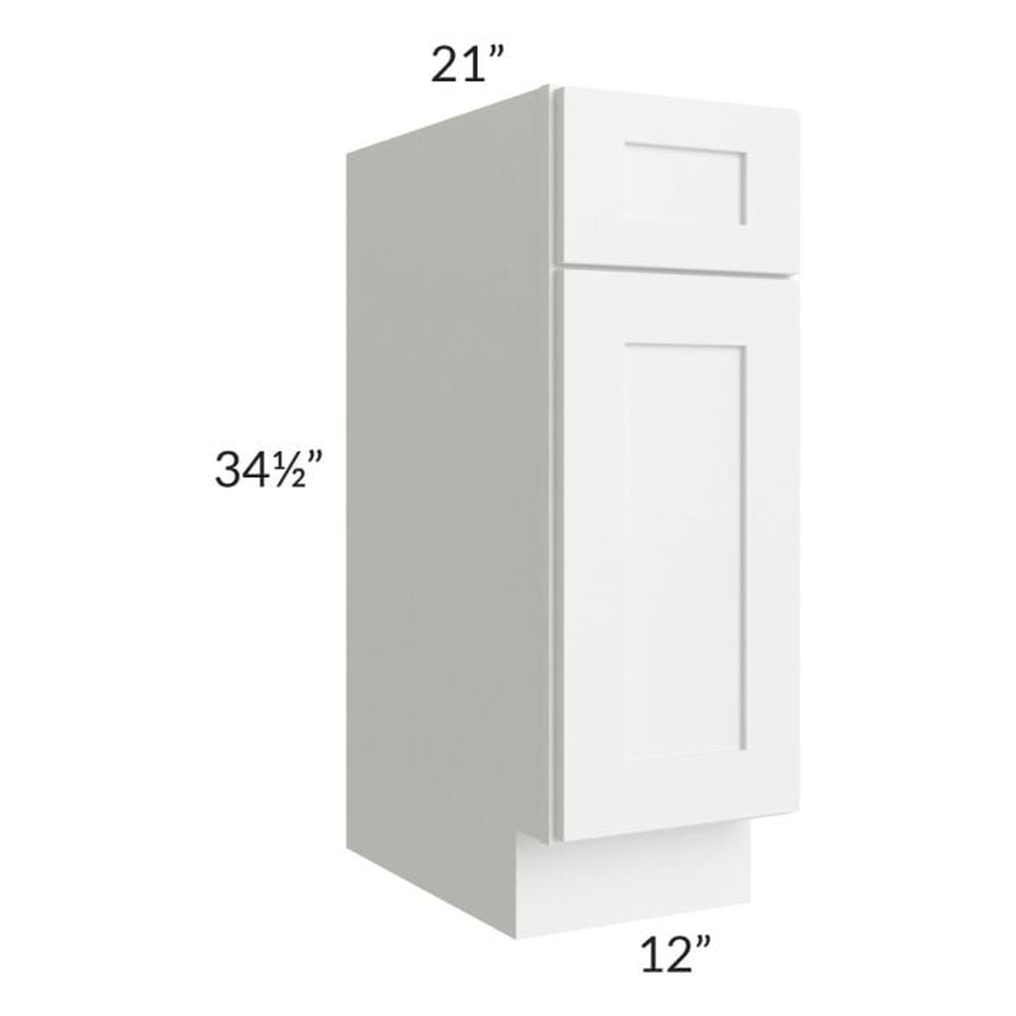 RTA Frosted White Shaker 12" Vanity Base Cabinet with 2 Decorative End Panels