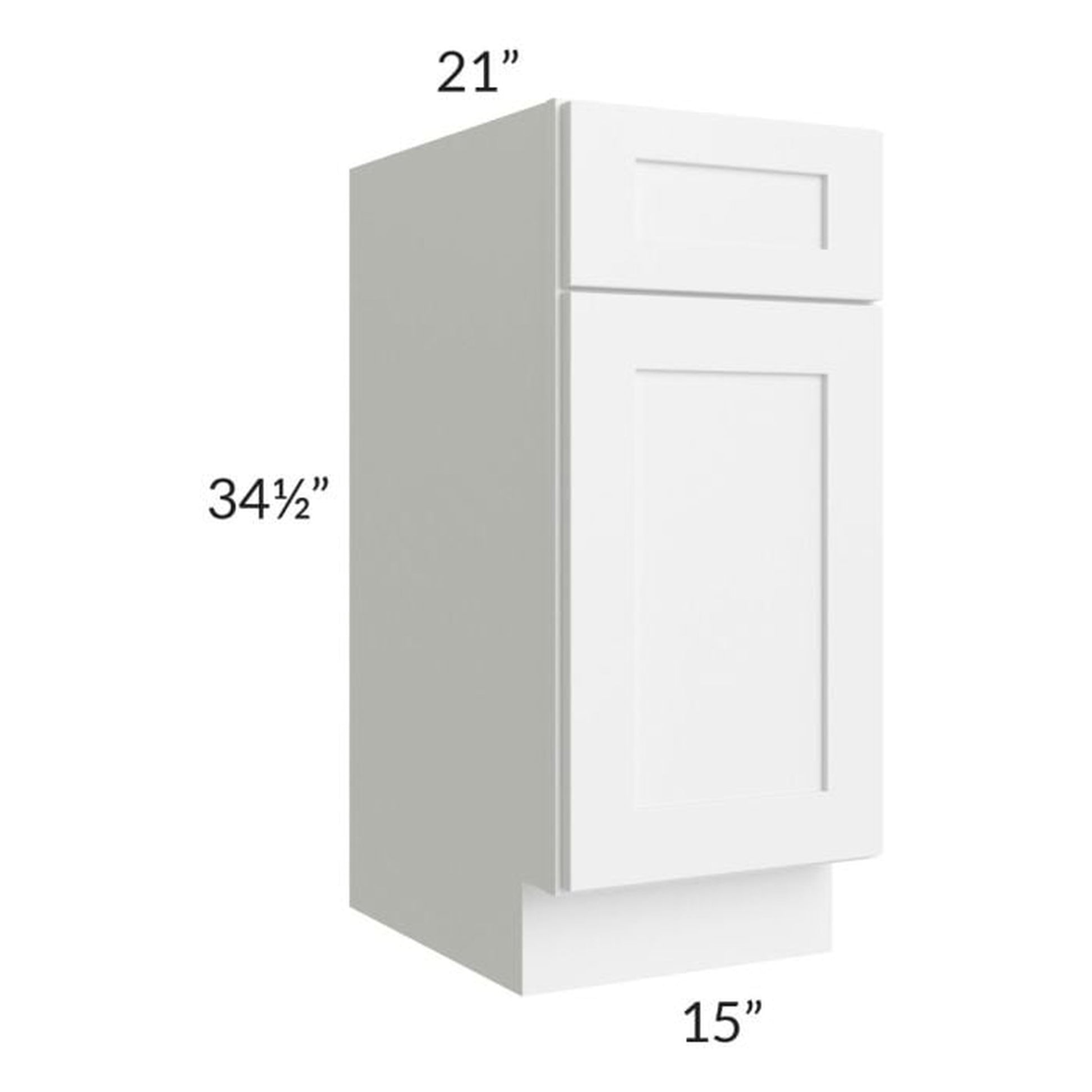 RTA Frosted White Shaker 15" Vanity Base Cabinet with 1 Decorative End Panel