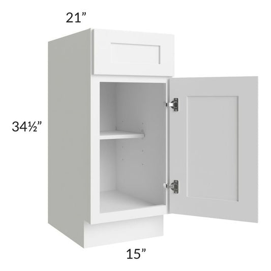 RTA Frosted White Shaker 15" Vanity Base Cabinet with 2 Decorative End Panels