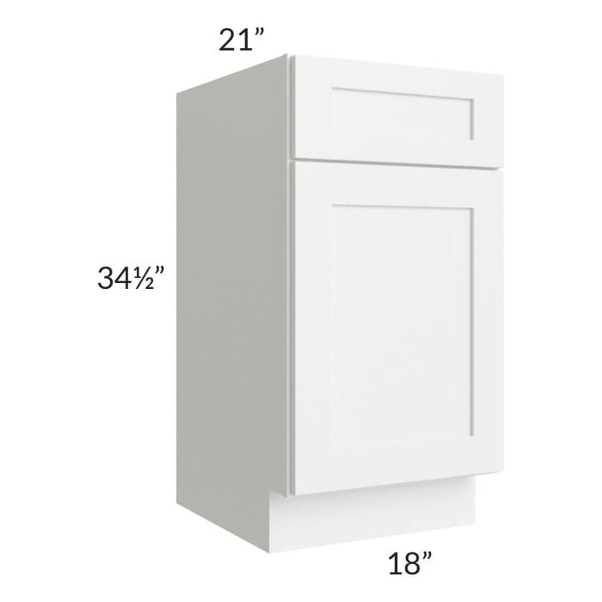 RTA Frosted White Shaker 18" Vanity Base Cabinet with 1 Decorative End Panel