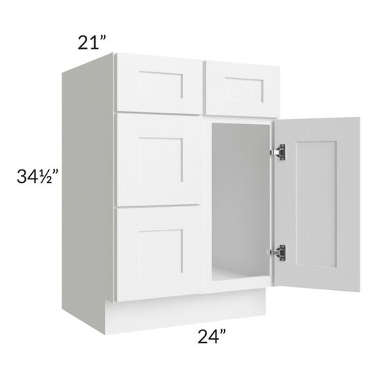 RTA Frosted White Shaker 24" Vanity Sink Base Cabinet (Drawers on Left)