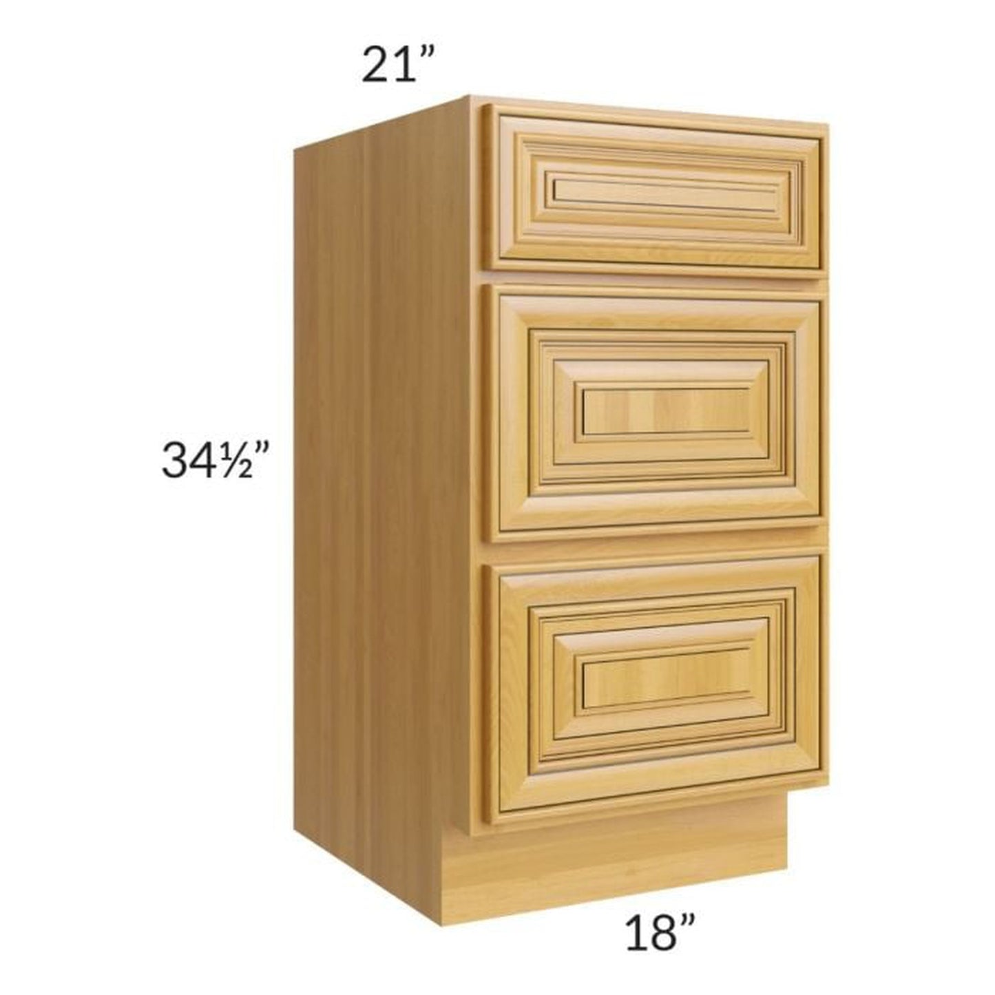 RTA Glazed Praline 18" Vanity Three Drawer Base Cabinet