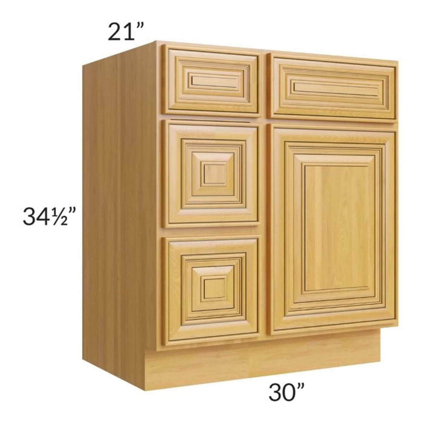 RTA Glazed Praline 30" Vanity Sink Base Cabinet (Drawers on Left)