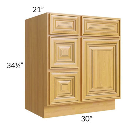 RTA Glazed Praline 30" Vanity Sink Base Cabinet (Drawers on Left)