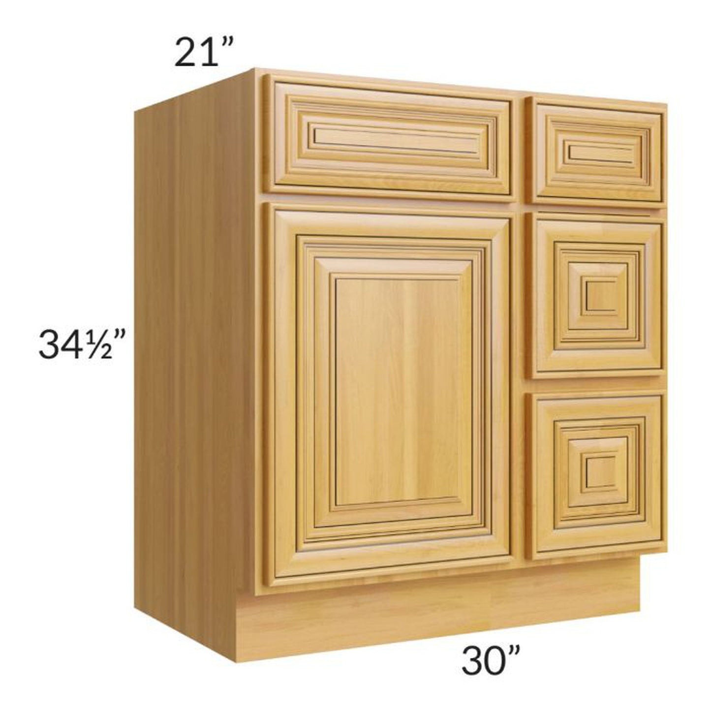 RTA Glazed Praline 30" Vanity Sink Base Cabinet (Drawers on Right)