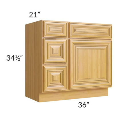 RTA Glazed Praline 36" Vanity Sink Base Cabinet (Drawers on Left)