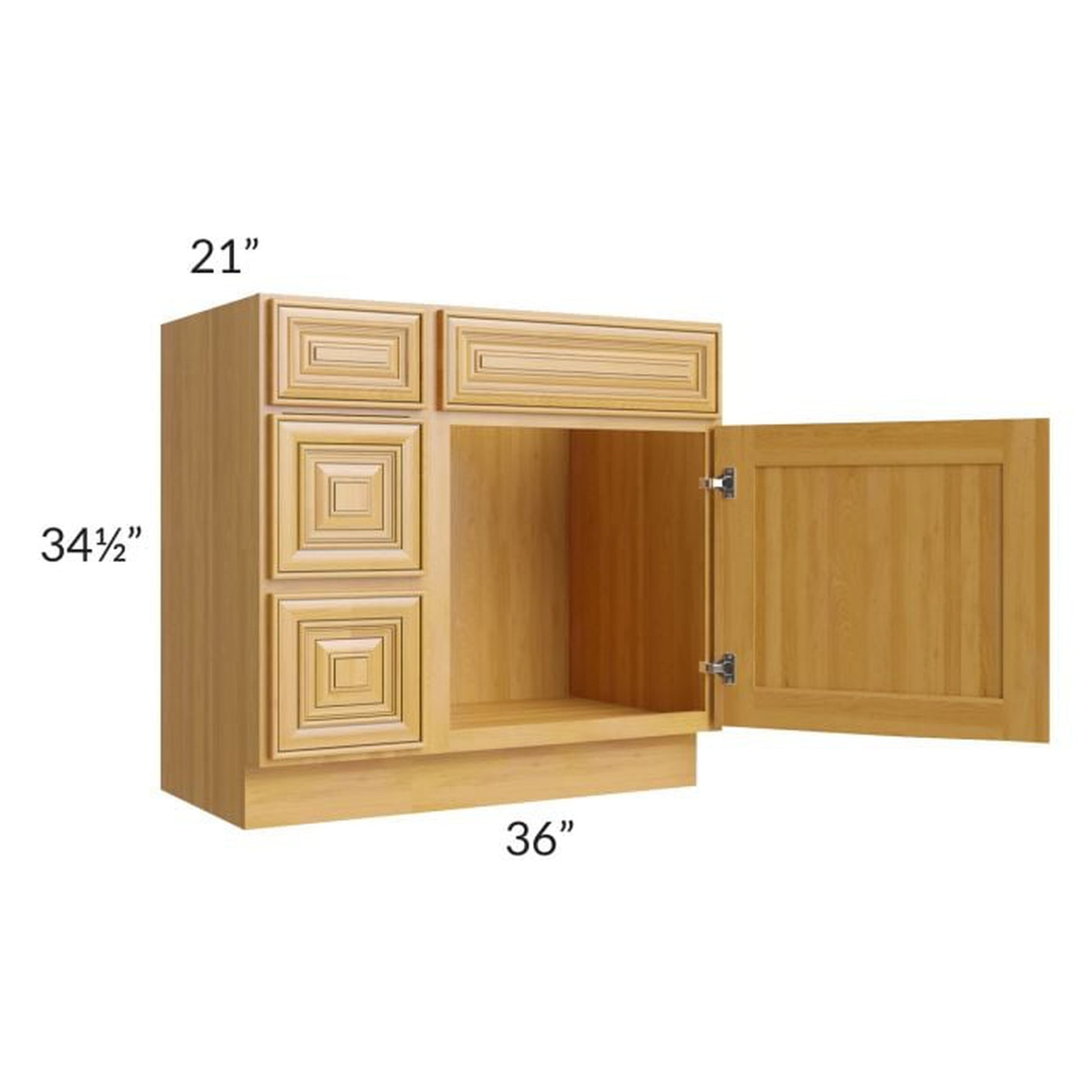 RTA Glazed Praline 36" Vanity Sink Base Cabinet (Drawers on Left)