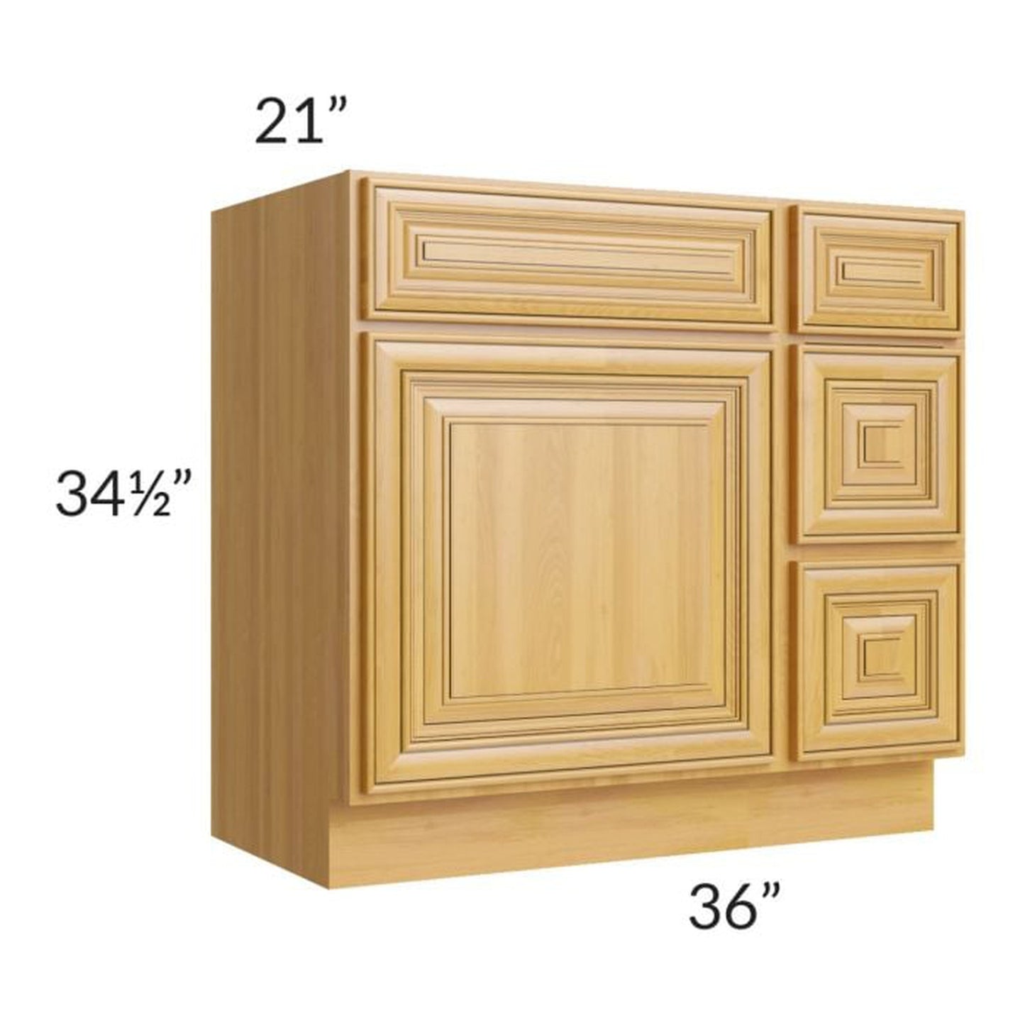 RTA Glazed Praline 36" Vanity Sink Base Cabinet (Drawers on Right)