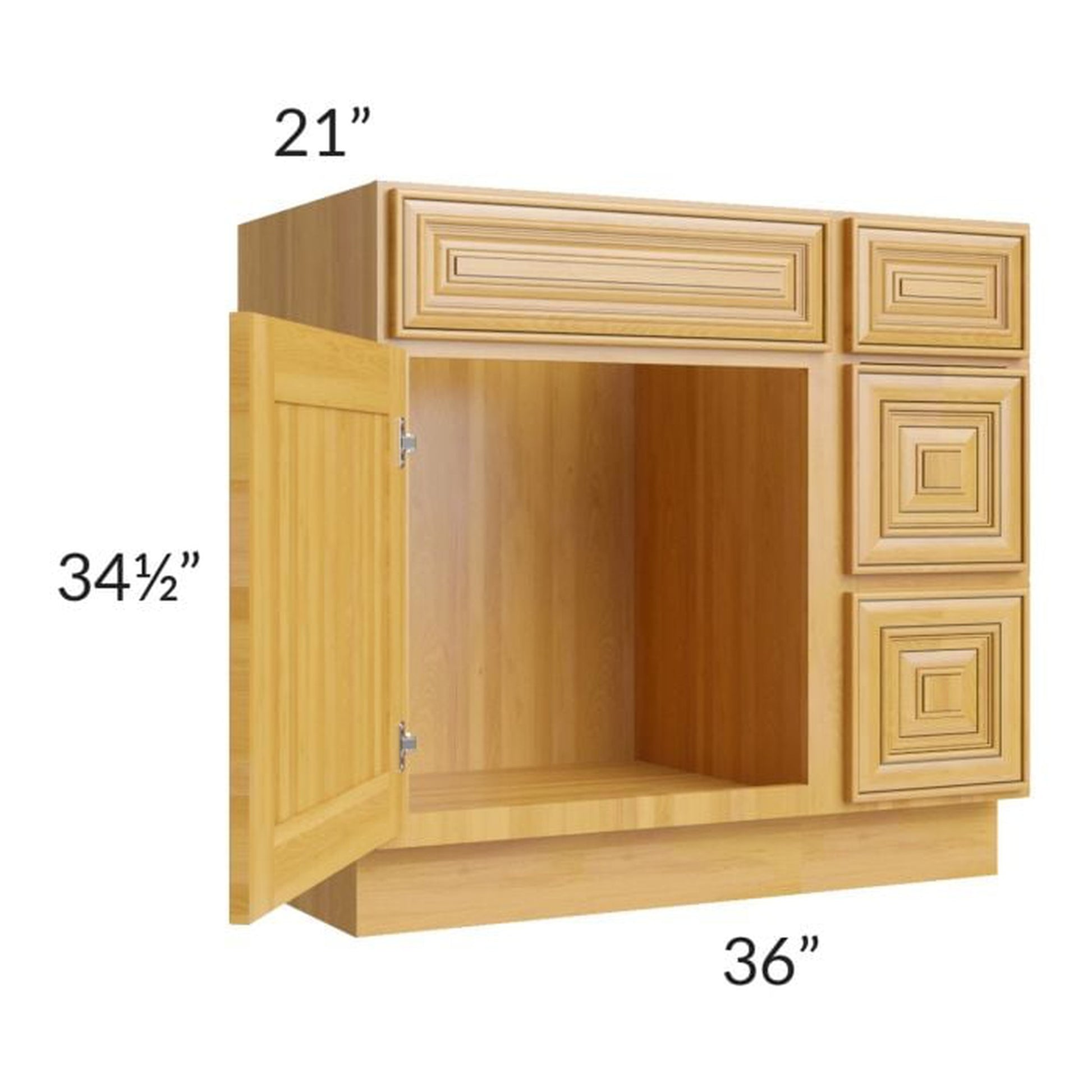 RTA Glazed Praline 36" Vanity Sink Base Cabinet (Drawers on Right)