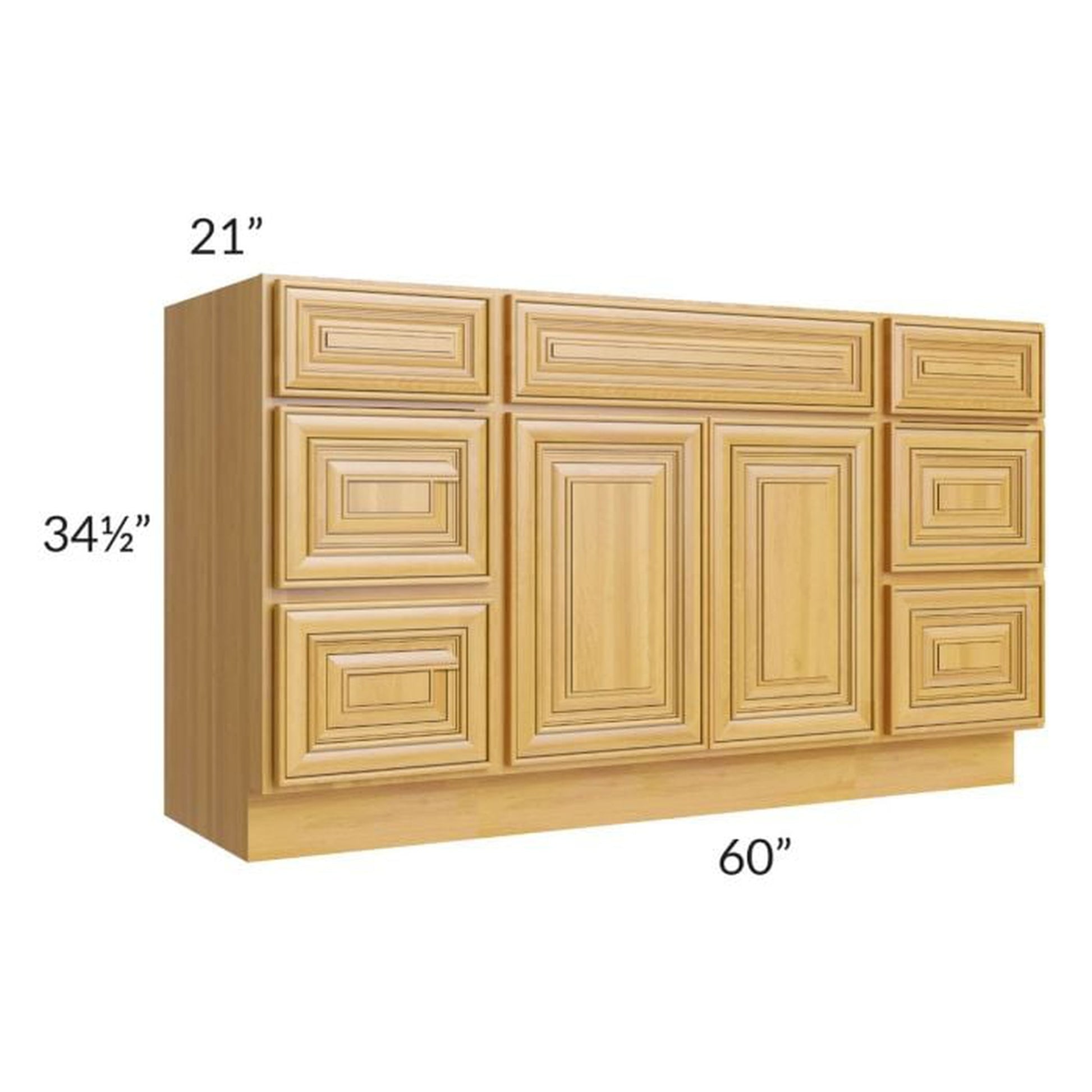 RTA Glazed Praline 60" Vanity Sink Base Cabinet with Drawers