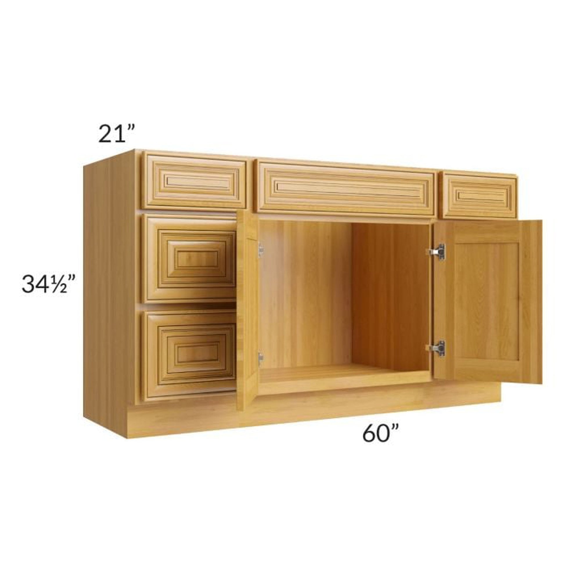 RTA Glazed Praline 60" Vanity Sink Base Cabinet with Drawers