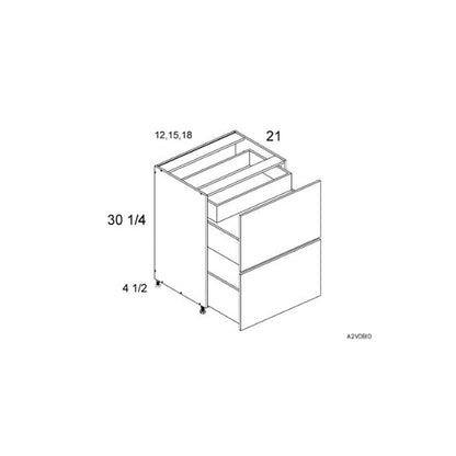 RTA Harbor Navy 12" 2-Drawer Vanity Base Cabinet with 1 Inner Drawer