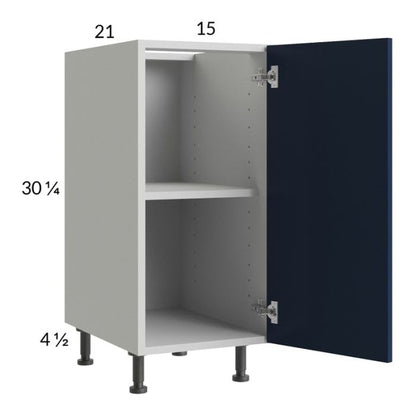 RTA Harbor Navy 15" Full Height Door Vanity Base Cabinet with 1 Finished End Panel