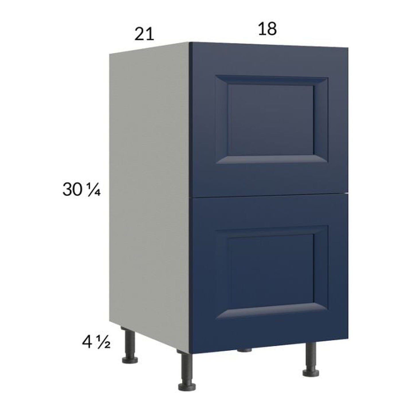 RTA Harbor Navy 18" 2-Drawer Vanity Base Cabinet with 1 Finished End Panel