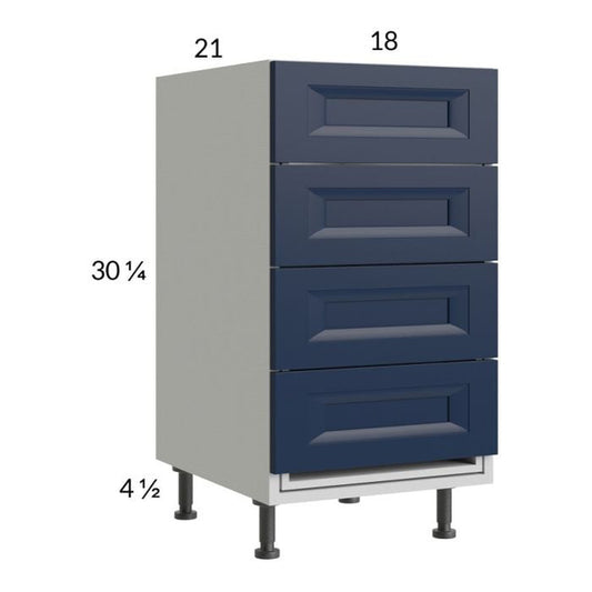 RTA Harbor Navy 18" 4-Drawer Vanity Base Cabinet with 2 Finished End Panels