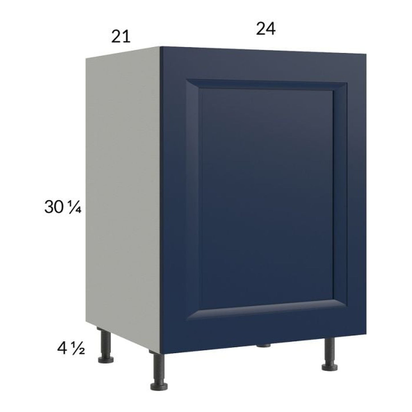 RTA Harbor Navy 24" Full Height Door Vanity Sink Base Cabinet with 1 Door and 2 Finished End Panels