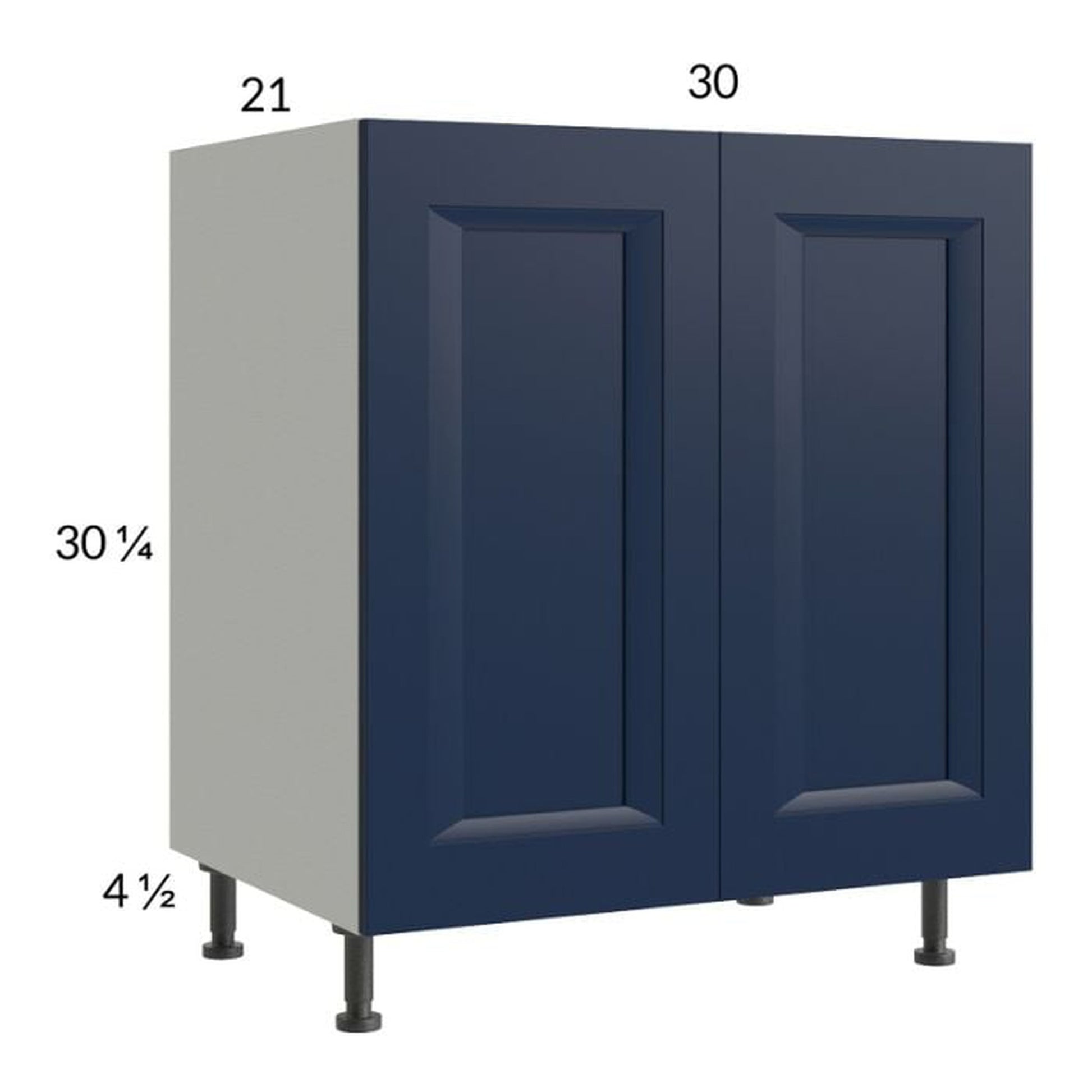 RTA Harbor Navy 30" Full Height Door Vanity Sink Base Cabinet with 1 Finished End Panel