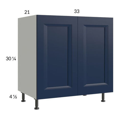 RTA Harbor Navy 33" Full Height Door Vanity Sink Base Cabinet with 1 Finished End Panel