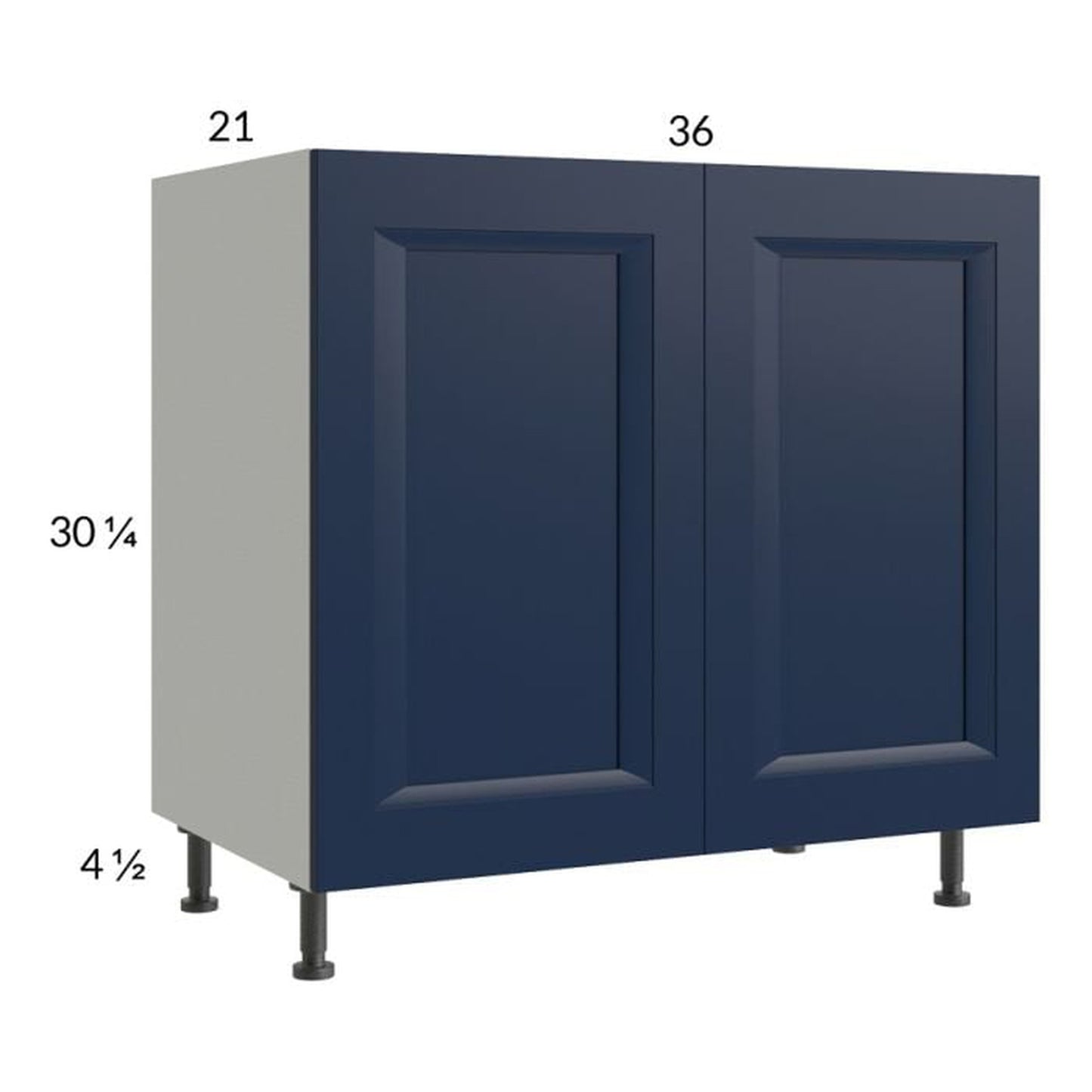 RTA Harbor Navy 36" Full Height Door Vanity Sink Base Cabinet with 1 Finished End Panel