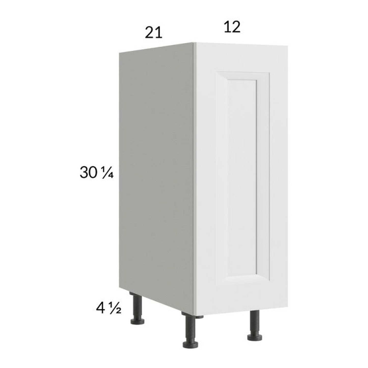 RTA Harbor White 12" Full Height Door Vanity Base Cabinet