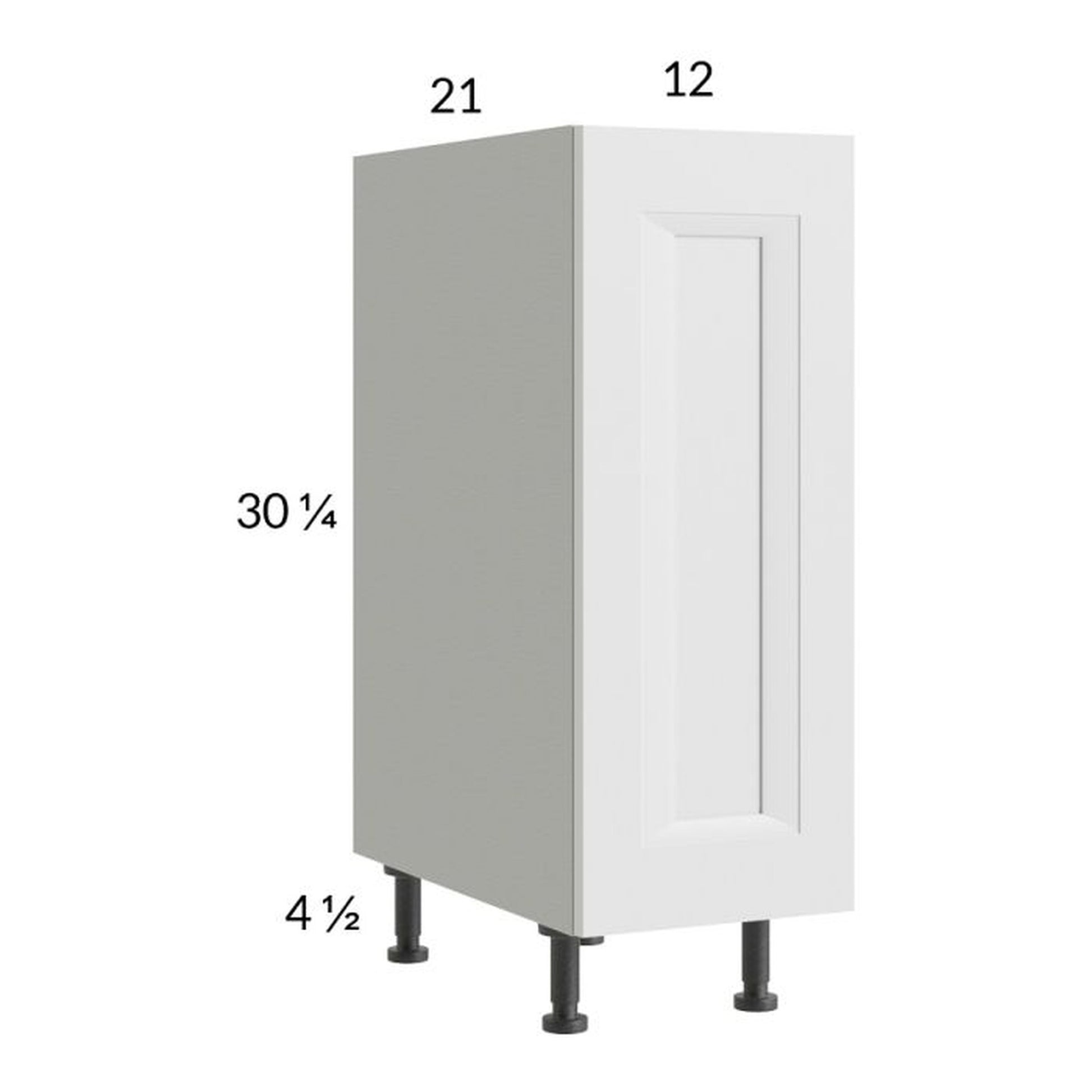 RTA Harbor White 12" Full Height Door Vanity Base Cabinet