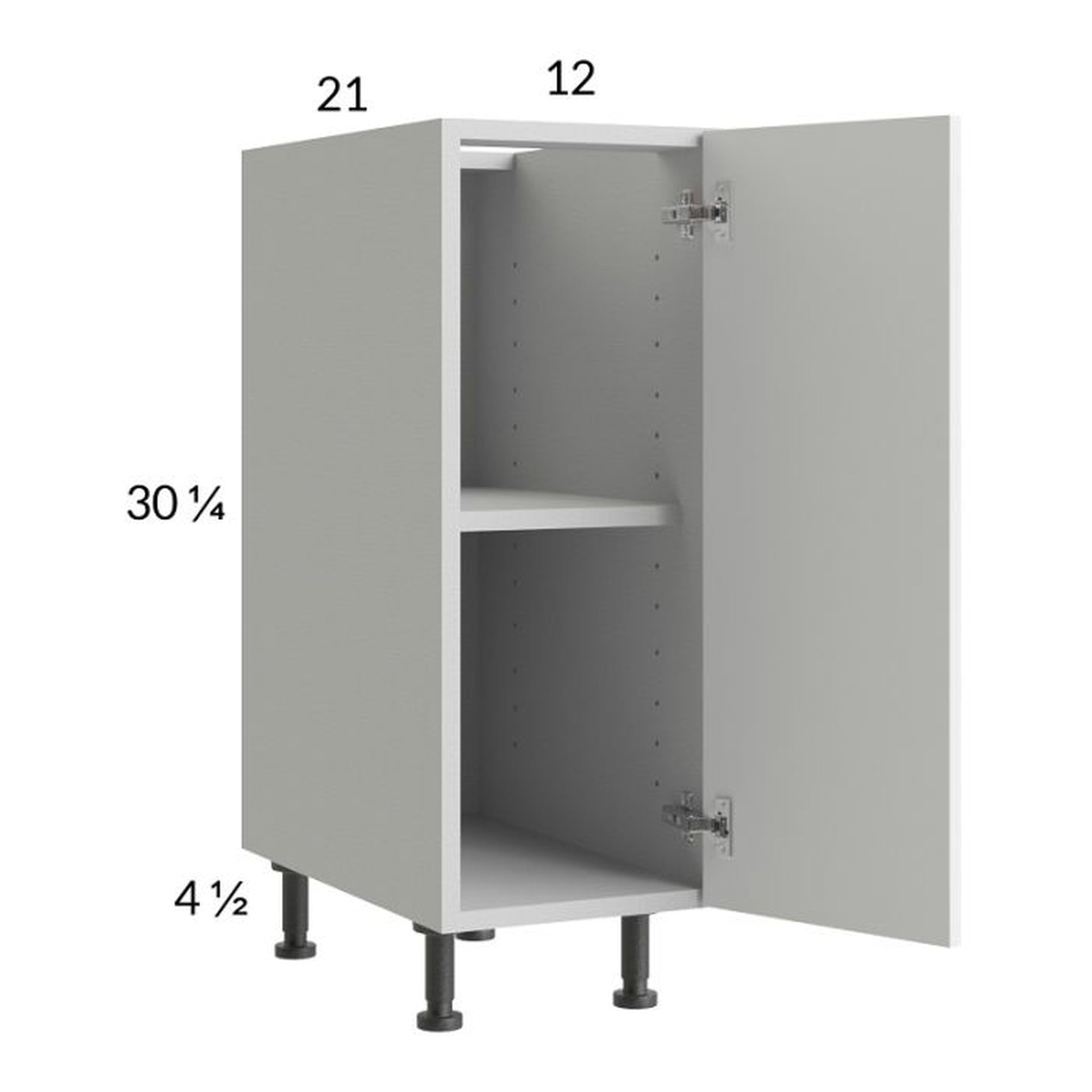 RTA Harbor White 12" Full Height Door Vanity Base Cabinet