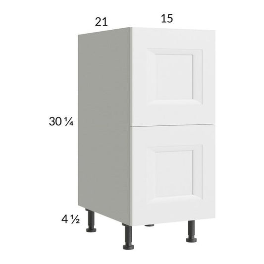 RTA Harbor White 15" 2-Drawer Vanity Base Cabinet with 1 Finished End Panel