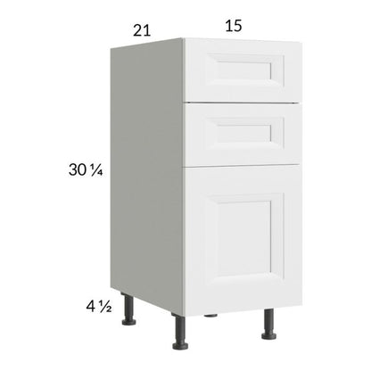 RTA Harbor White 15" 3-Drawer Vanity Base Cabinet