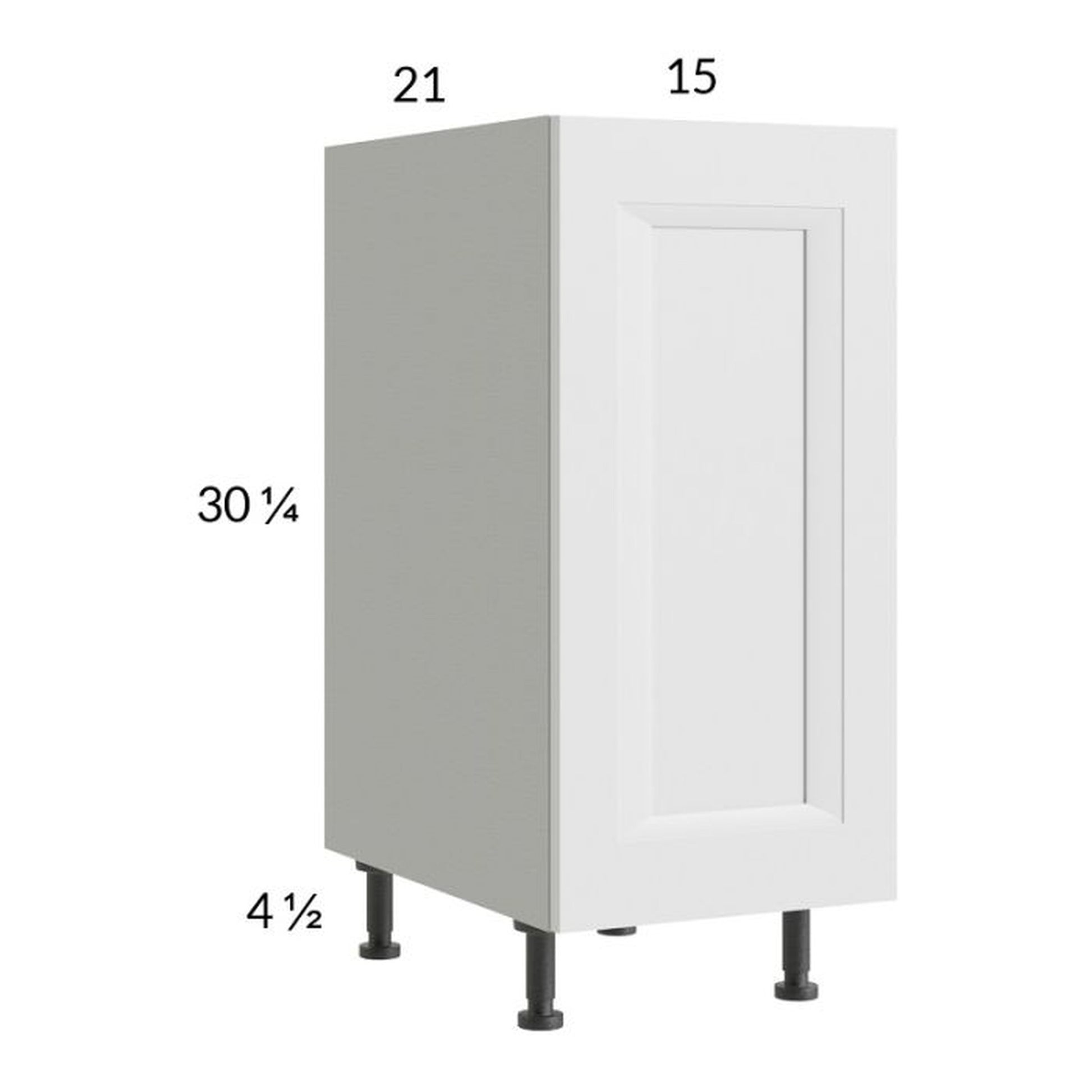 RTA Harbor White 15" Full Height Door Vanity Base Cabinet
