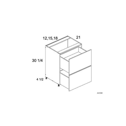 RTA Harbor White 18" 2-Drawer Vanity Base Cabinet with 1 Finished End Panel