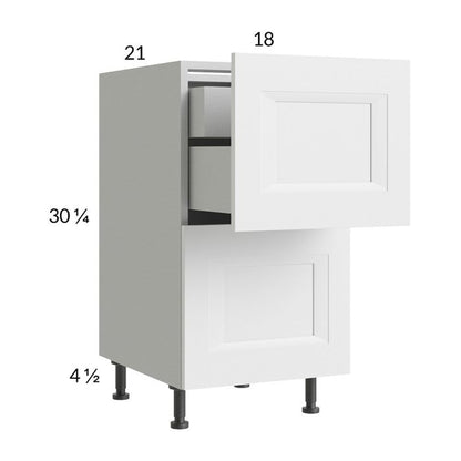 RTA Harbor White 18" 2-Drawer Vanity Base Cabinet with 1 Inner Drawer