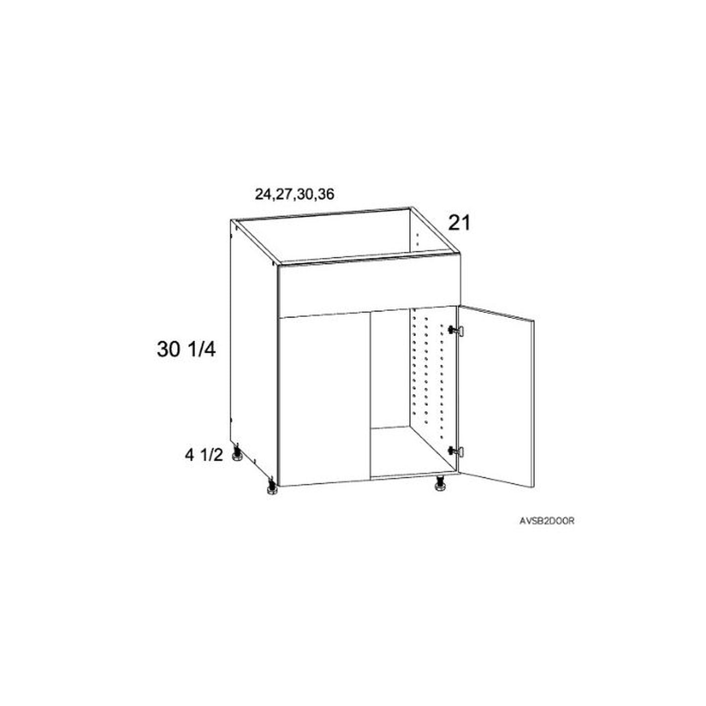 RTA Harbor White 24" Vanity Sink Base Cabinet with 1 Finished End Panel