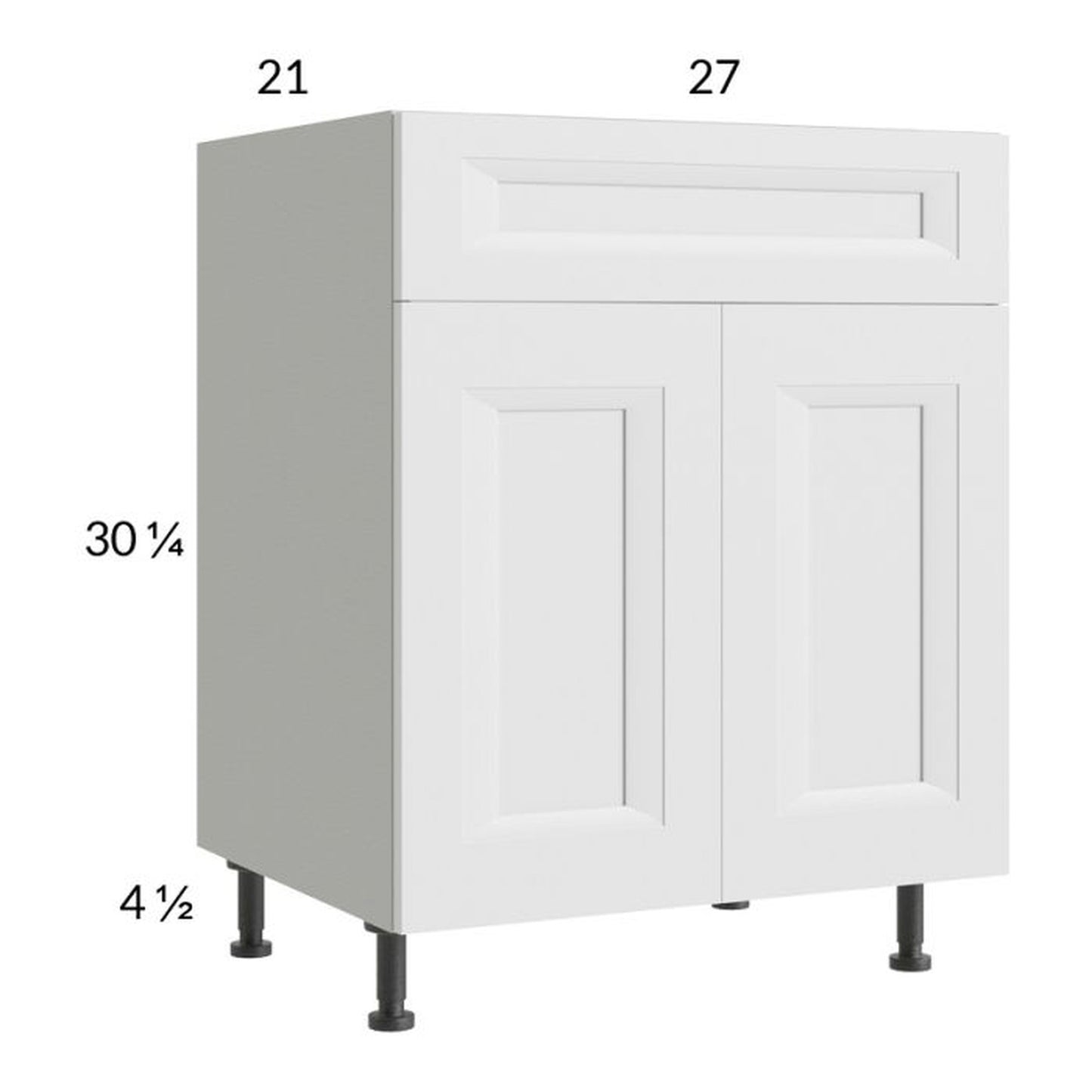 RTA Harbor White 27" Vanity Sink Base Cabinet with 1 Finished End Panel