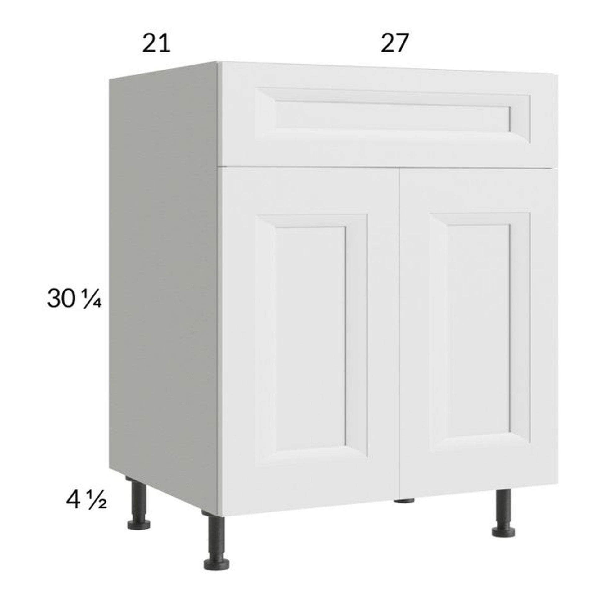 RTA Harbor White 27" Vanity Sink Base Cabinet with 1 Finished End Panel