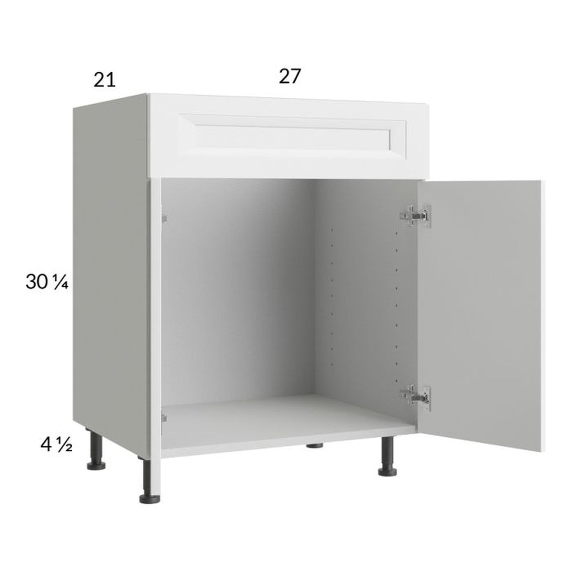RTA Harbor White 27" Vanity Sink Base Cabinet with 1 Finished End Panel