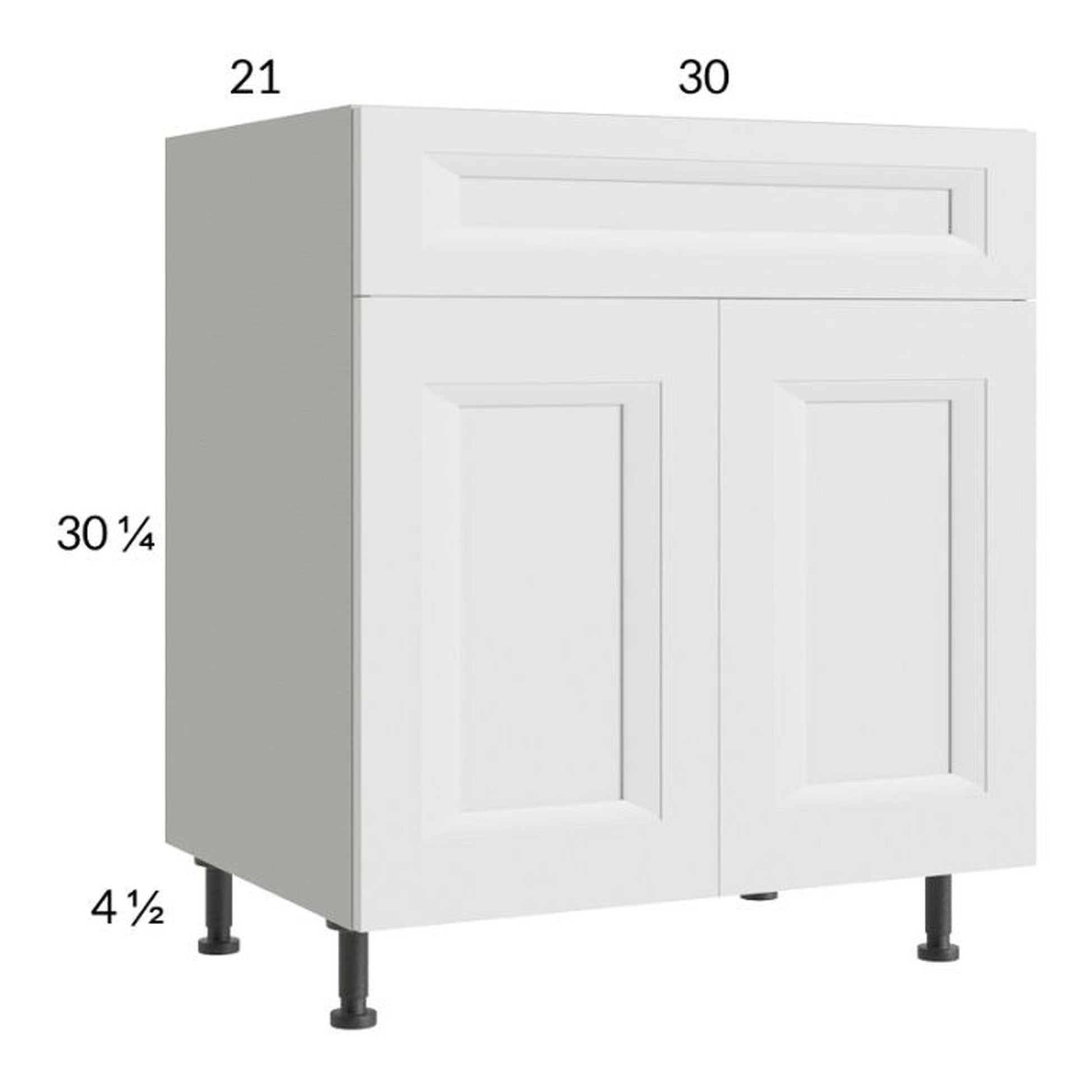 RTA Harbor White 30" Vanity Sink Base Cabinet with 1 Finished End Panel
