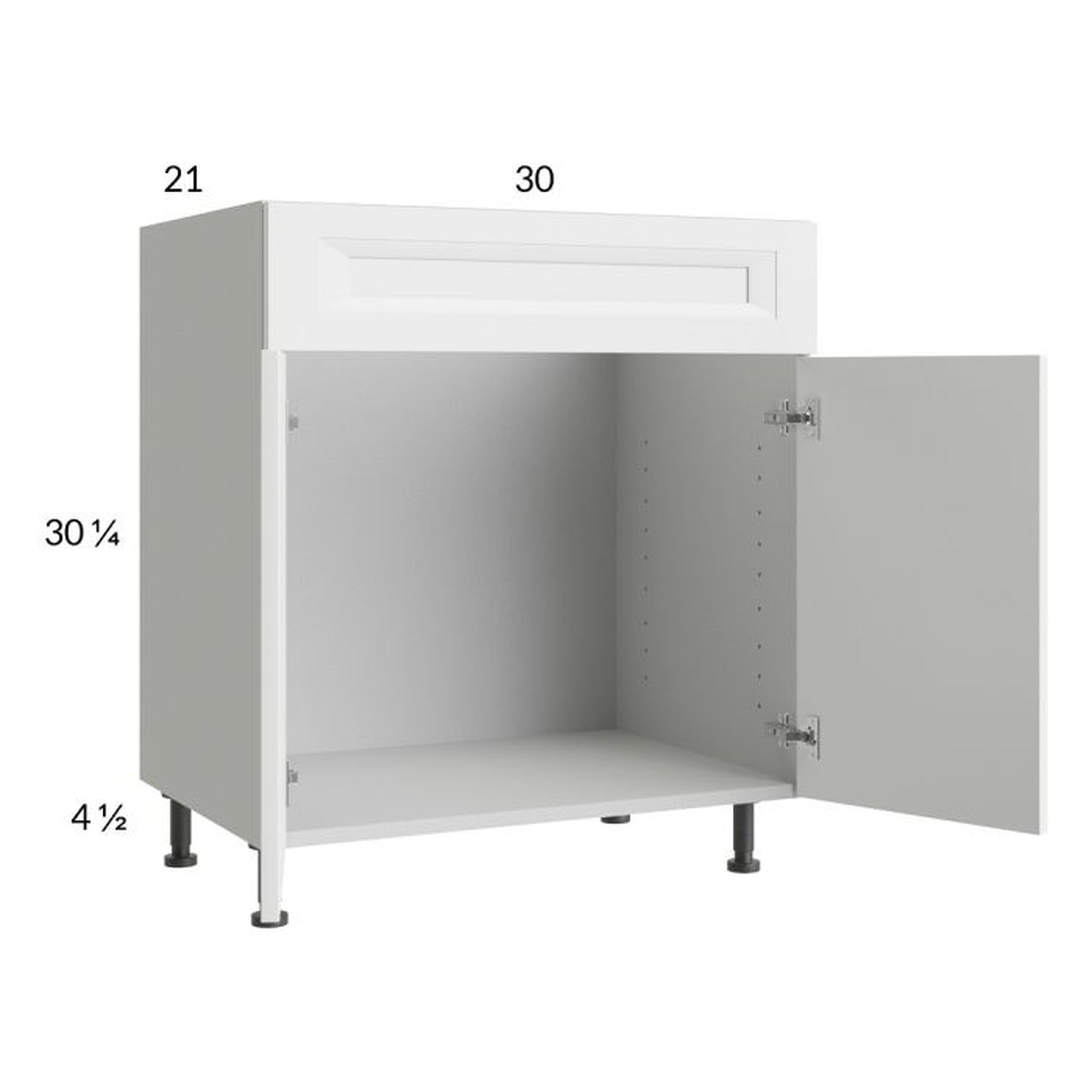 RTA Harbor White 30" Vanity Sink Base Cabinet with 1 Finished End Panel