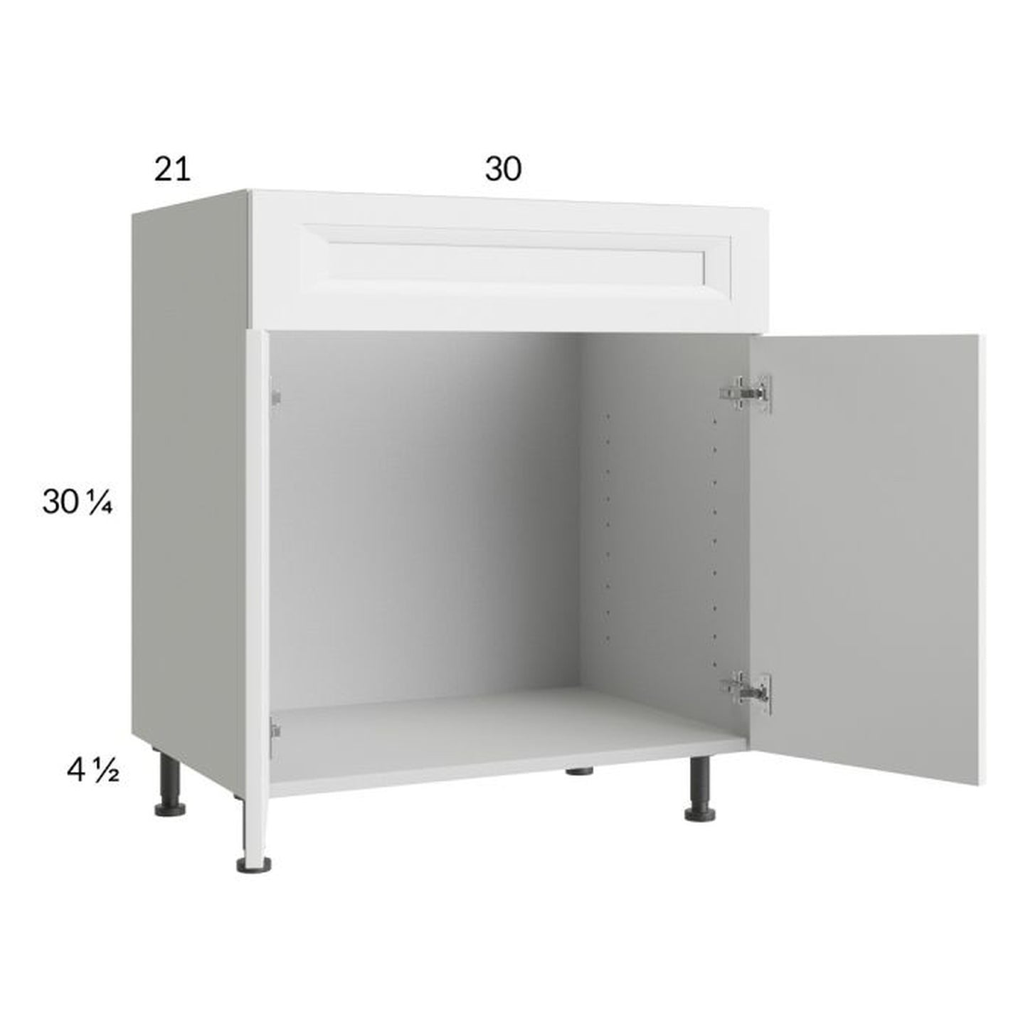RTA Harbor White 30" Vanity Sink Base Cabinet with 2 Finished End Panels