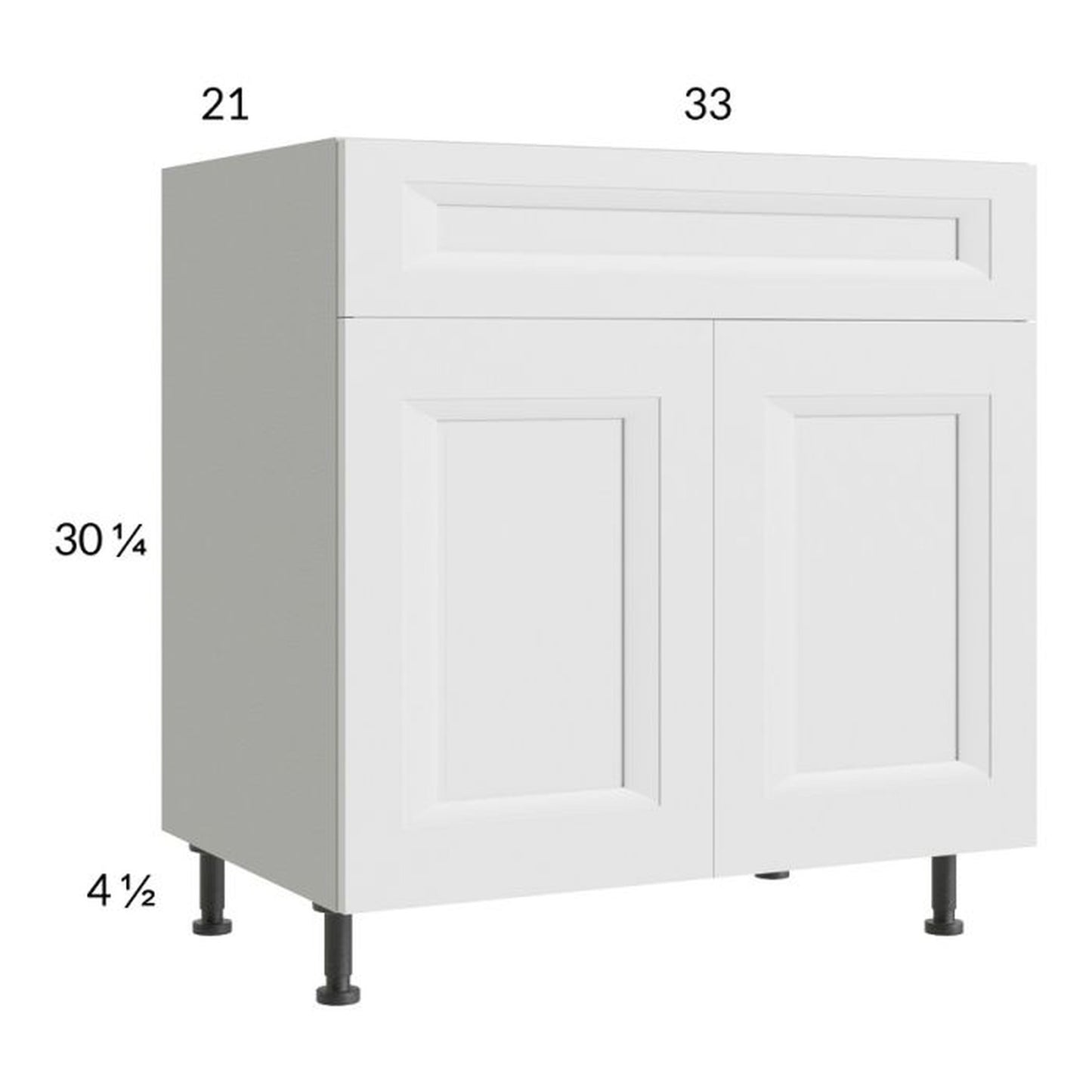 RTA Harbor White 33" Vanity Sink Base Cabinet with 1 Finished End Panel