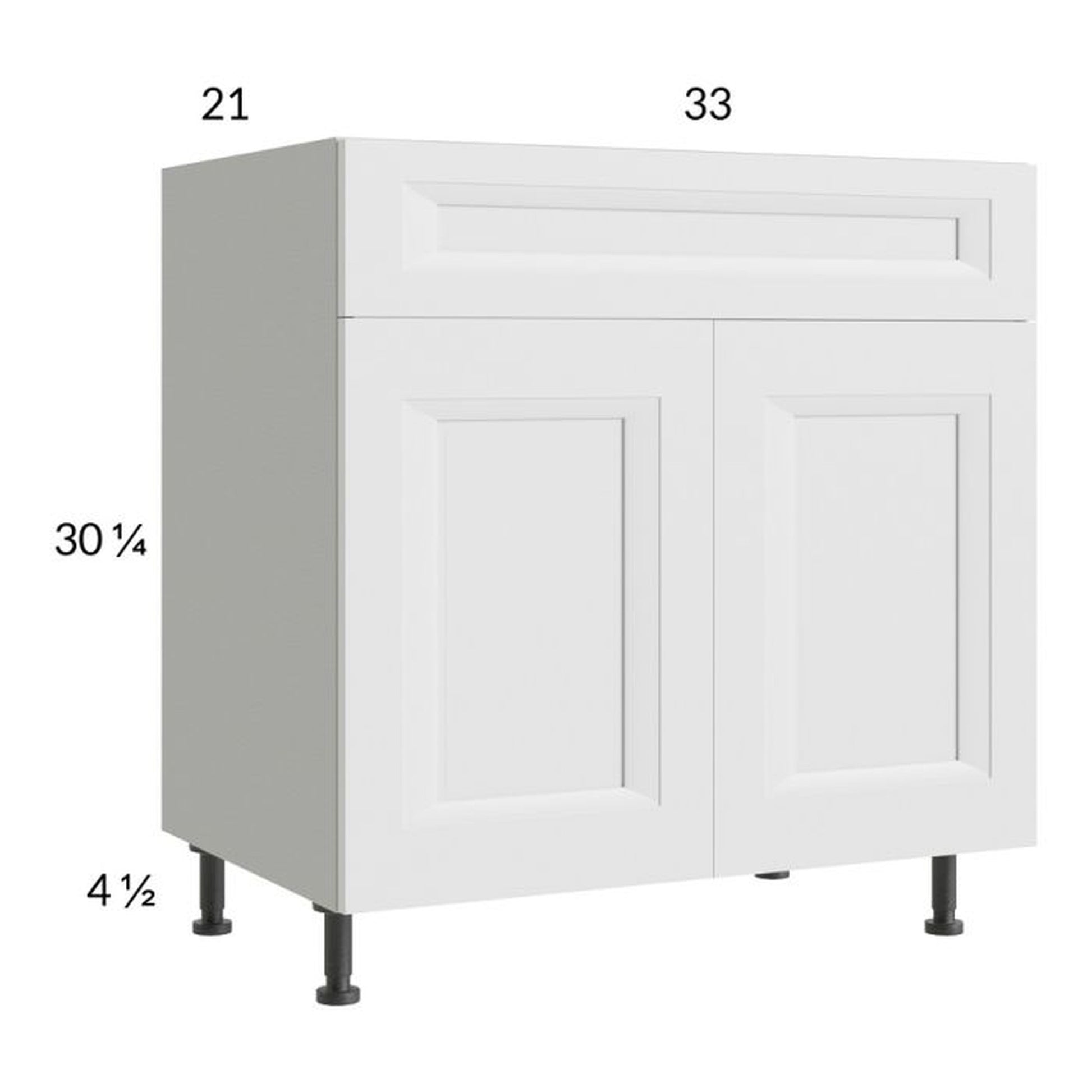 RTA Harbor White 33" Vanity Sink Base Cabinet with 1 Finished End Panel