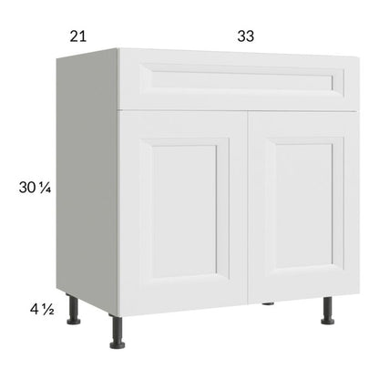 RTA Harbor White 33" Vanity Sink Base Cabinet with 1 Finished End Panel