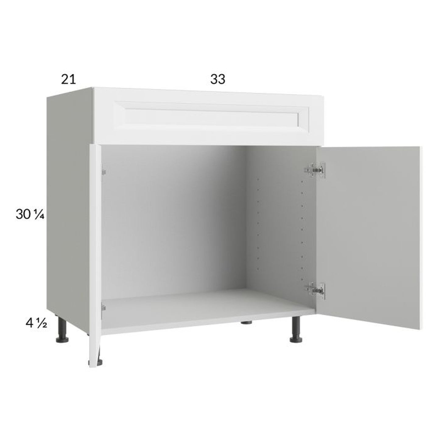 RTA Harbor White 33" Vanity Sink Base Cabinet with 1 Finished End Panel