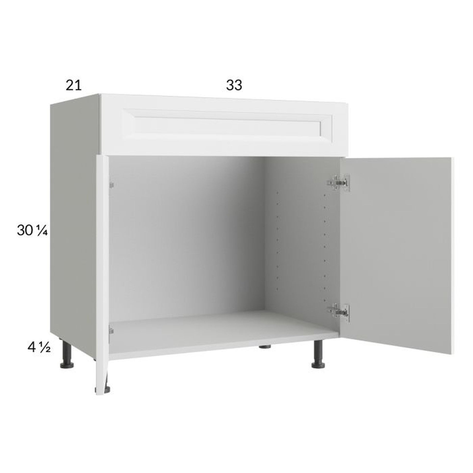 RTA Harbor White 33" Vanity Sink Base Cabinet with 1 Finished End Panel