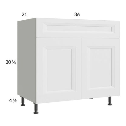 RTA Harbor White 36" Vanity Sink Base Cabinet with 1 Finished End Panel