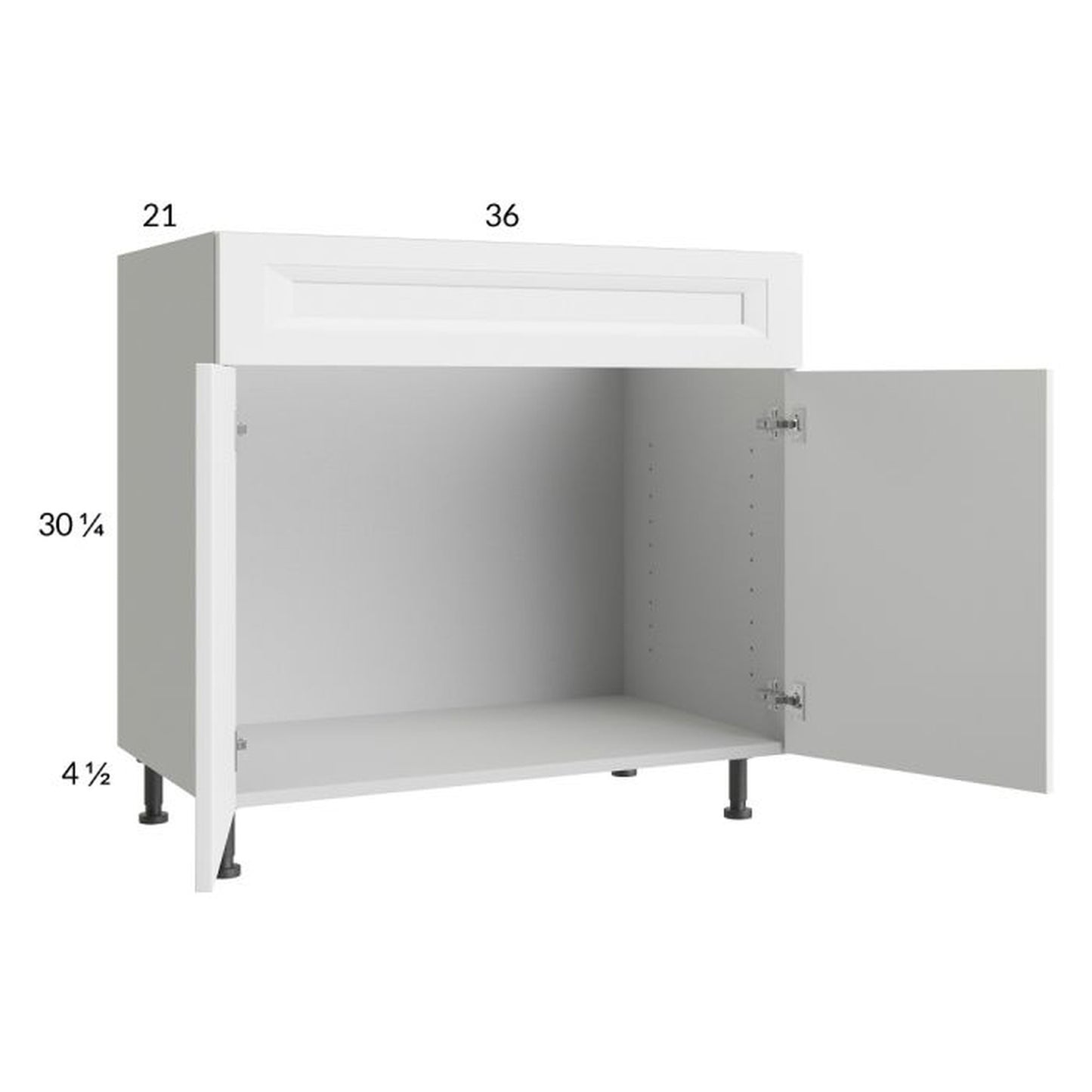RTA Harbor White 36" Vanity Sink Base Cabinet with 1 Finished End Panel